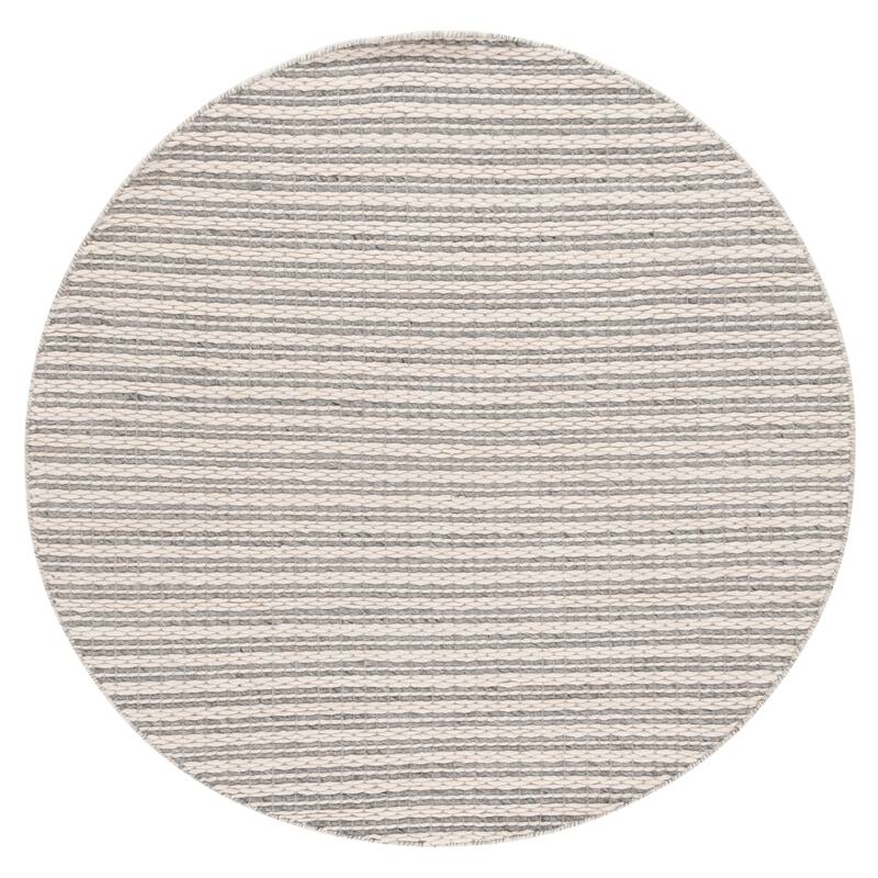 SAFAVIEH Hand-Woven Vermont Evette Transitional Wool Rug - 6' Round - Silver/Ivory