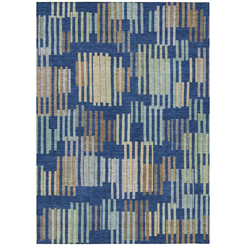 Machine Washable Indoor/ Outdoor Modern Pines Chantille Rug