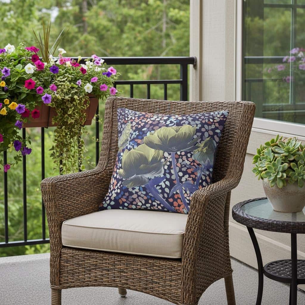 HomeRoots 16" x 16" Yellow Butterfly Blown Seam Floral Indoor Outdoor Throw Pillow - 16.00' X '5.00' X '16.00