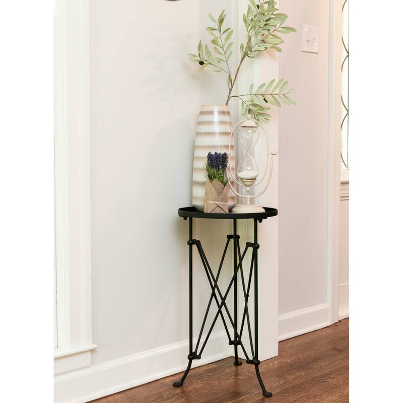 Round Metal Side Table with Claw Feet