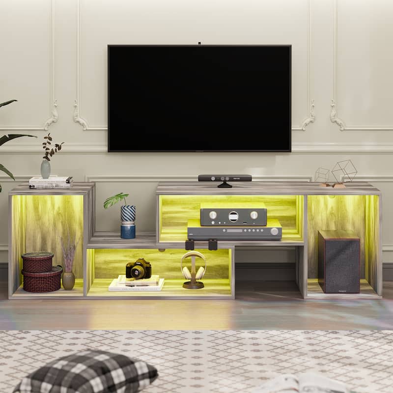 Moasis Modern DIY TV Stand Deformable Entertainment Center with LED Light Strip