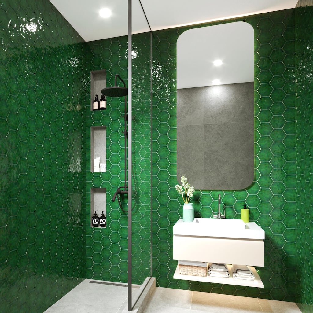 Merola Tile Viva Hex Antic Verde 5-7/8" x 6-3/4" Ceramic Wall Tile
