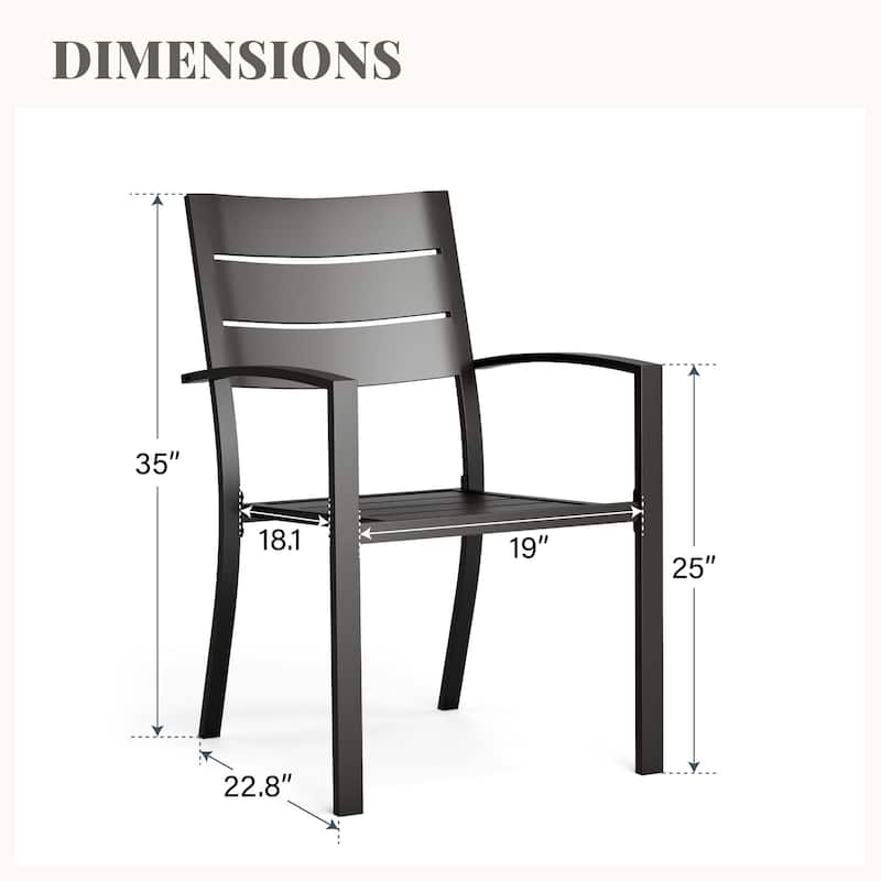 MAISON ARTS Patio E-coated Weather-resistant Stackable Dining Armchairs (Set of 2)