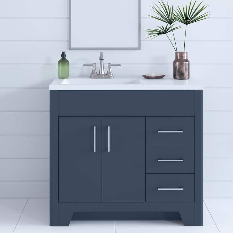 Spring Mill Cabinets Salil 36.5" Bathroom Vanity With Cabinet, 2 Drawers, and Offset Sink