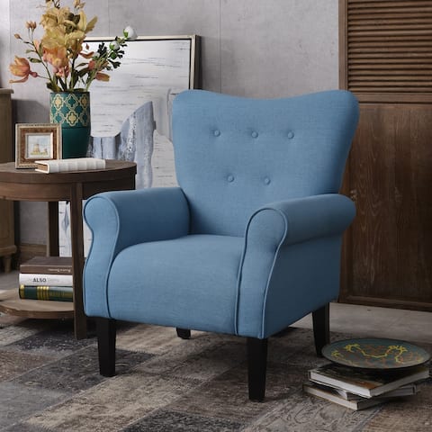 Nestfair Modern Wing Back Accent Chair with Wooden Legs