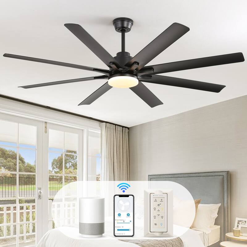 Extra Large 66'' Ceiling Fan & Light APP Remote Control 8-Blades Cooling Modern