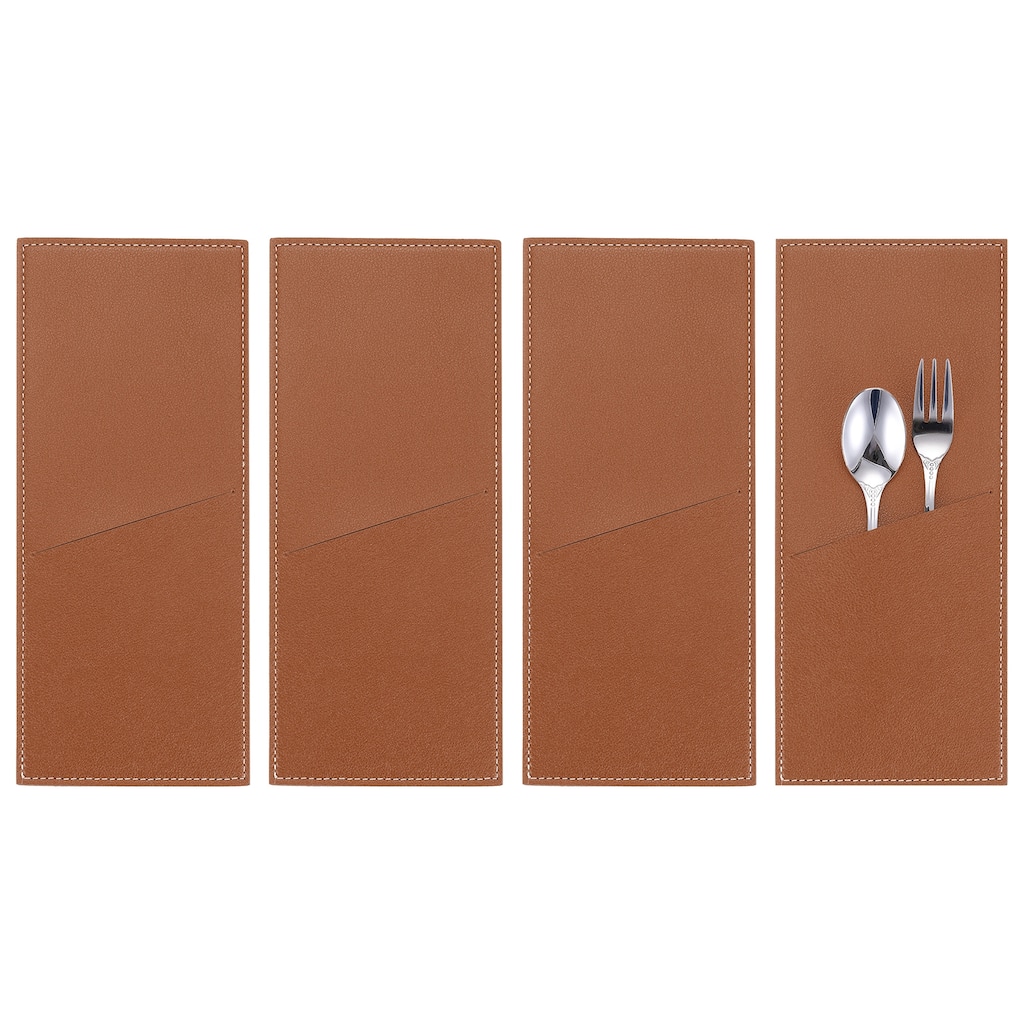 Leather Cutlery Sleeve Knife Bag Pouch for Dining Table - 22 x 9 cm
