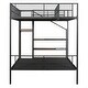 preview thumbnail 7 of 18, Twin Over Full Bunk Bed with Wire Shelving and Lateral Storage Ladder, Metal Bunk Bedframe with Bulit-in Wardrobe and Slats