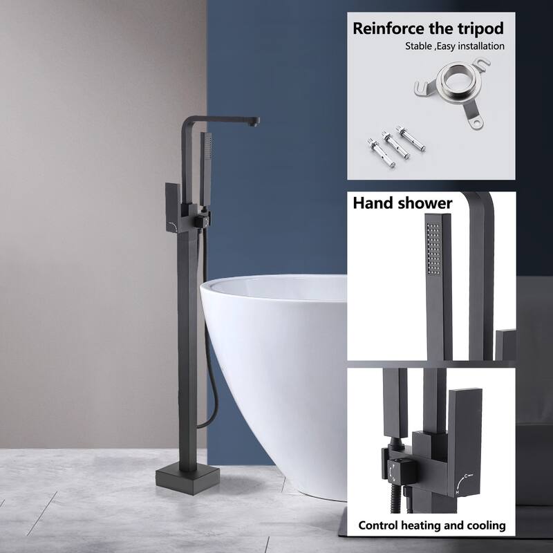 Topcraft Floor Mounted Bathtub Filler with Handheld Showerhead