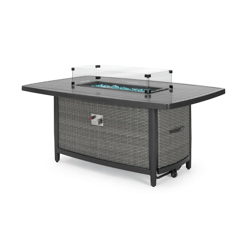 Vistano 7 Piece Sunbrella Outdoor Patio Motion Fire Seating Set - Gray