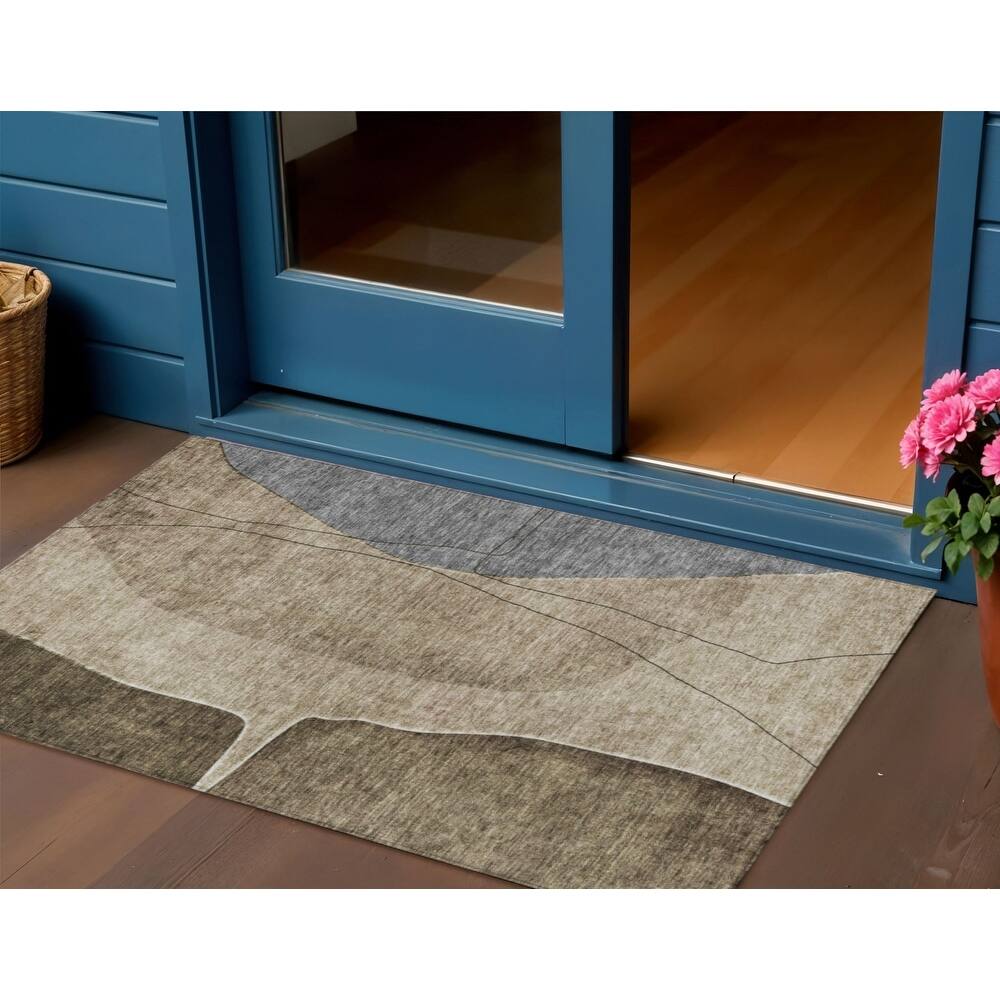 HomeRoots Abstract Transitional Rectangle Outdoor Rug