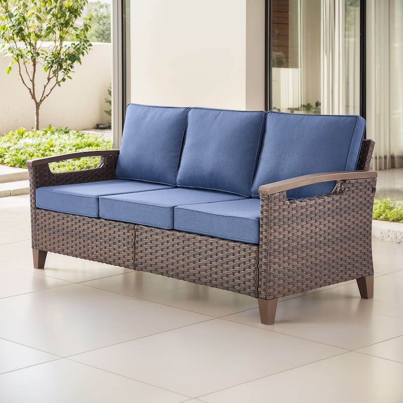 Gymojoy 74'' 3-Seat Outdoor Durable Patio Sofa with Water-Resistant Olefin Fabric Cushions