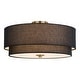 preview thumbnail 7 of 8, Burnaby Gold Brass Mid-Century Modern Semi Flush Mount Ceiling Light Black Linen Drum Shade
