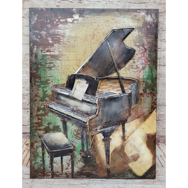 Colorful Grand Piano Hand Painted All Metal Canvas Muisical Art