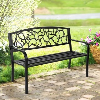 Lirago 50 in. Metal Outdoor Garden Bench Patio Garden Bench - N/A - Bed ...