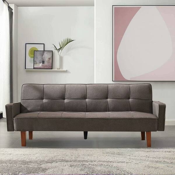 Shop Mieres Brown High Quality And Durable Convertible Linen Sofa