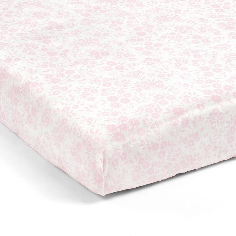 Lush Decor Baby Garden Of Flowers Soft & Plush Fitted Crib Sheet - 52"x 28" x 9" - Pink