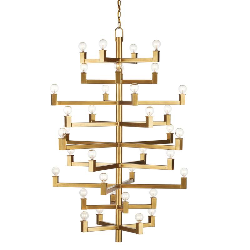 Currey & Company Andre Large Chandelier - 51.5"h x 38"w x 38"d - 51.5"h x 38"w x 38"d - Brass