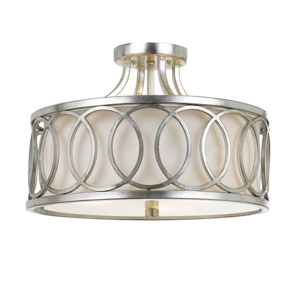 slide 2 of 4, Libby Langdon for Crystorama Graham 3 Light Antique Silver Ceiling Mount - 15'' W x 11'' H 15'' W x 11'' H