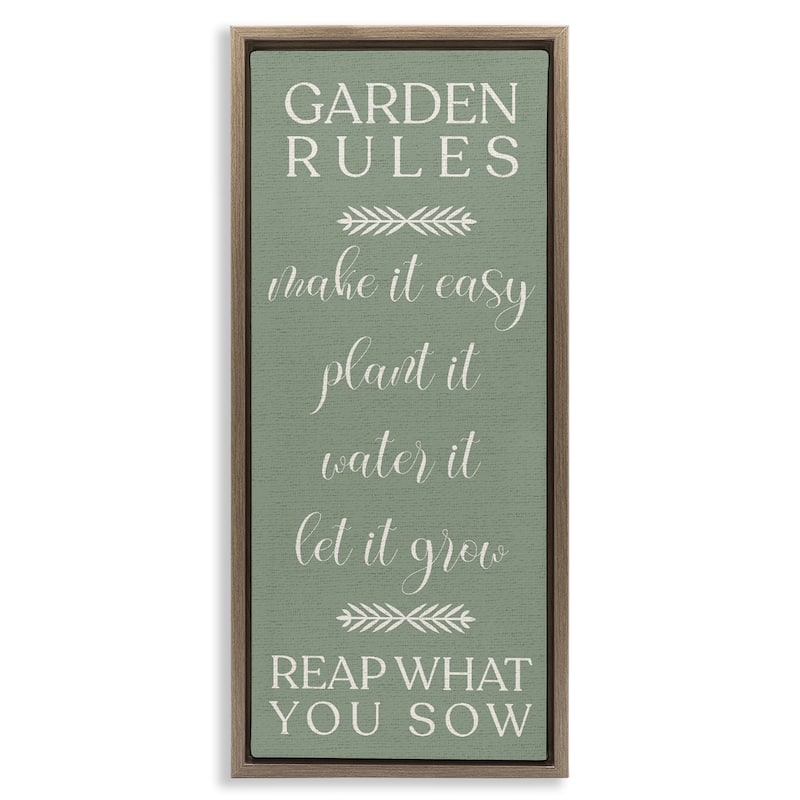 Stupell Reap What You Sow Gardening Framed Floater Canvas Wall Art Design By Lil' Rue - 15 x 31 - Brown