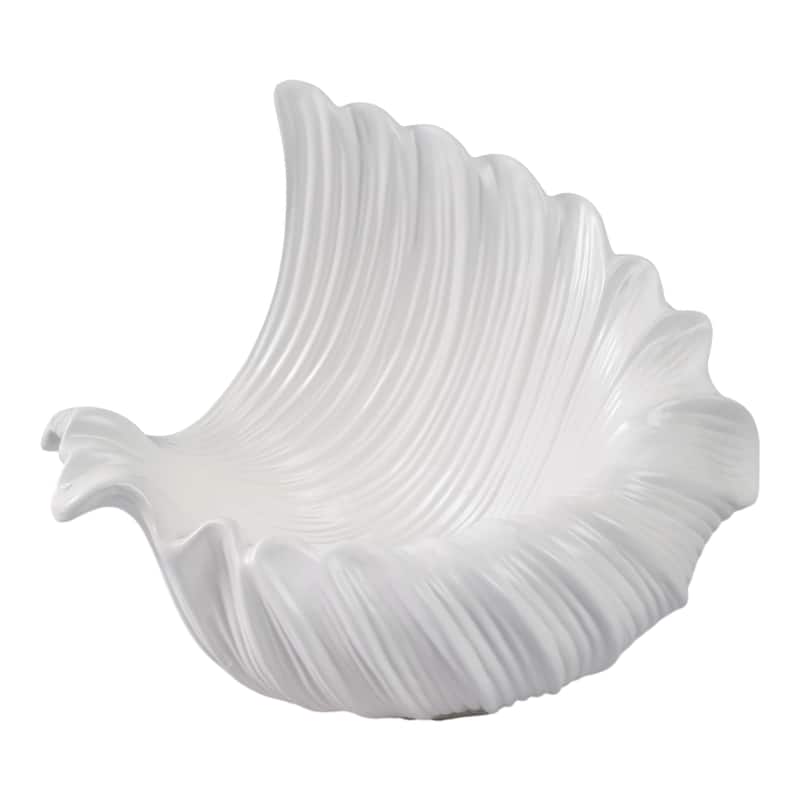 Ceramic Bowl Textured Shell-Inspired Design for Home Decor - 13" White - 16" x 12" x 13" - White - 16" x 12" x 13"