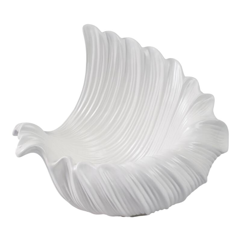 Decorative Ceramic Shell Bowl - 16", White - 16.0"