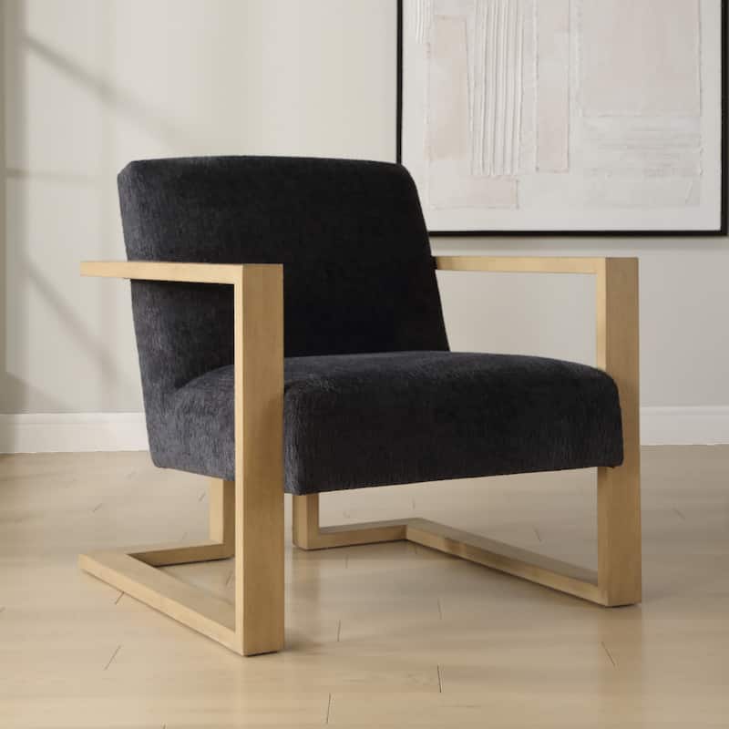 Solid Wood Frame Accent Chair - 36.5" - Blue
