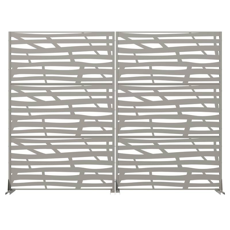 Metal Privacy Screen Fence Panel with Stylish Pattern Set of 2