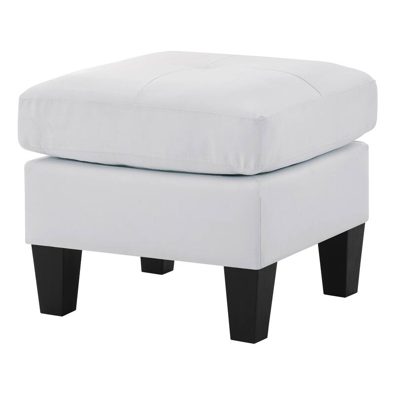 Upholstered Tufted Faux Leather Ottoman - 23" - White