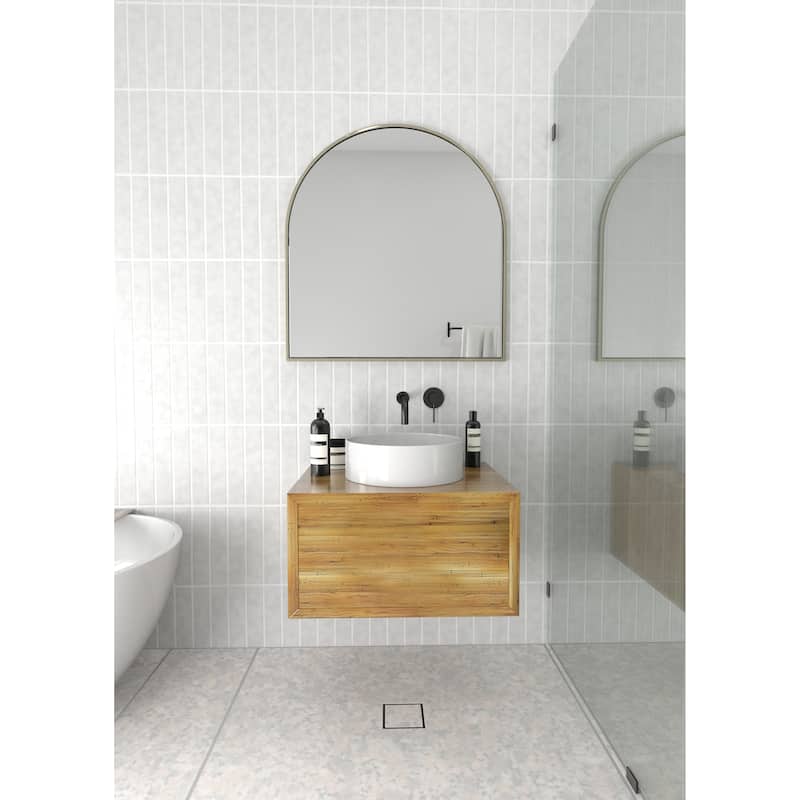 Glass Warehouse Arched Stainless Steel Framed Wall Mirror