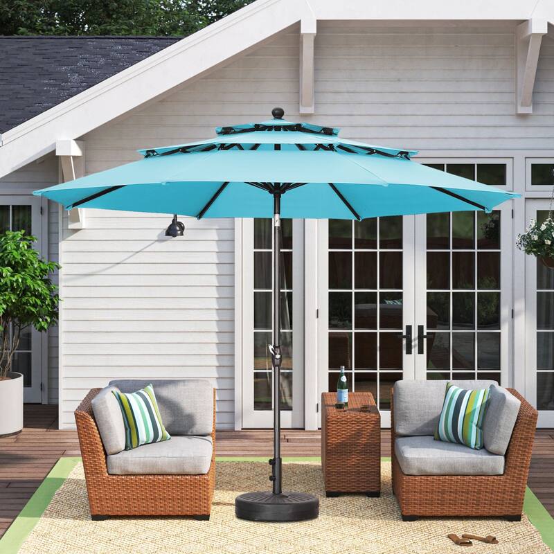 Autlaycil 10FT 3-tier Tilting Patio Umbrella With Base