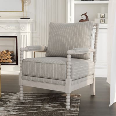 Quince Farmhouse Fabric Padded Beaded Armchair by Furniture of America