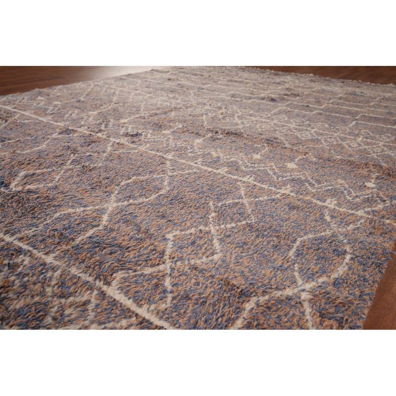 Plush Moroccan Area Rug Hand-Knotted Wool Carpet - 6'9" x 10'3"