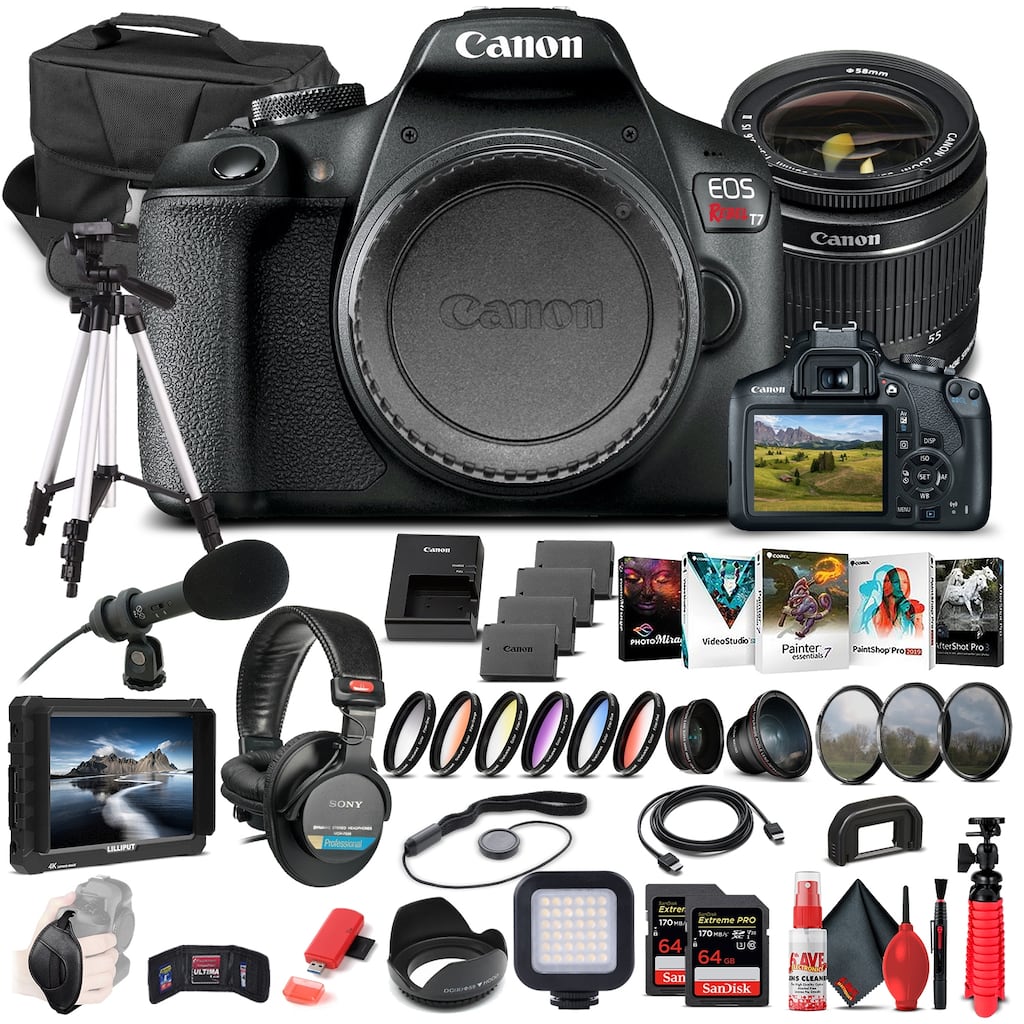 Canon EOS Rebel T7 DSLR Camera W/ 18-55mm Lens 2727C002 - Pro Bundle