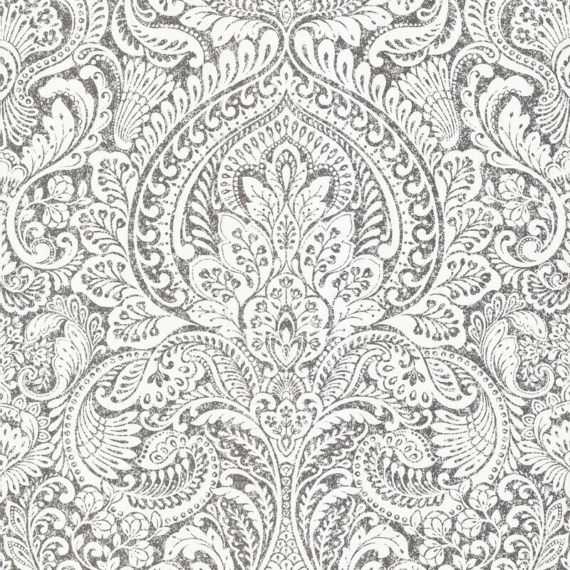 A-Street Prints Artemis Platinum Floral Damask Wallpaper