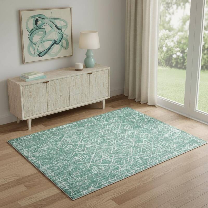 HomeRoots Abstract Geometric Casual Rectangle Area Rug - 4' X 6'