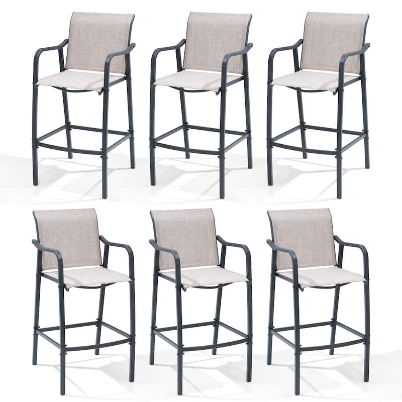 Lightweight Bar Height Barstools Outdoor Bar Stools Patio Bar Chairs - 21.3" W x 22.5" D x 44" H - Gray&Brown - 6PC