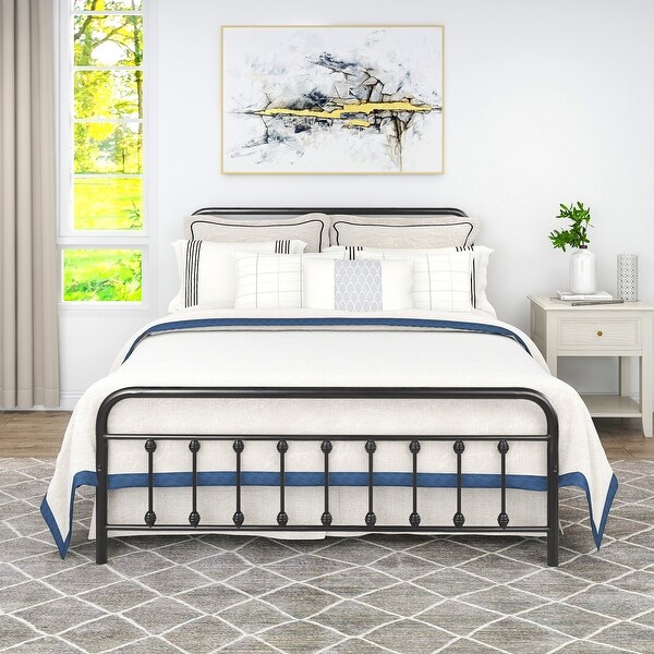 Vintage Style White Metal Queen Size Headboard 