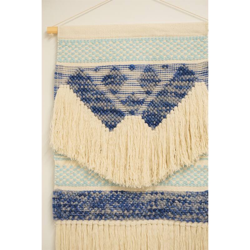 Home&Manor Wool and Cotton Large Macrame Wall Hanging with Rod Included - Exact Size