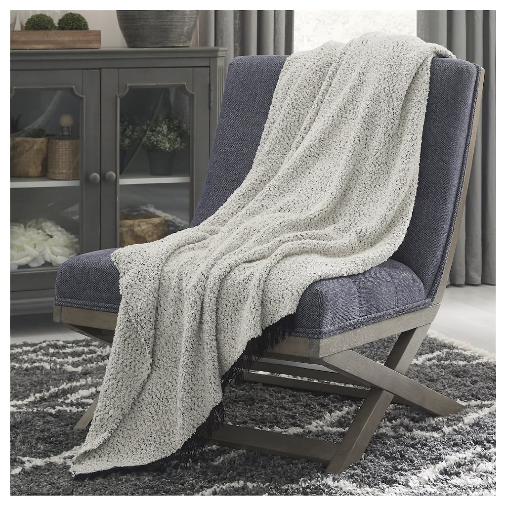 Signature Design by Ashley Leonita White/Black Throw (Set of 3)