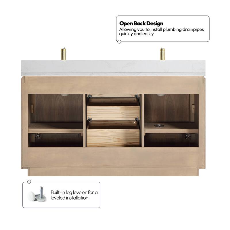 San Double Bath Vanity with Composite Stone Top and Mirror