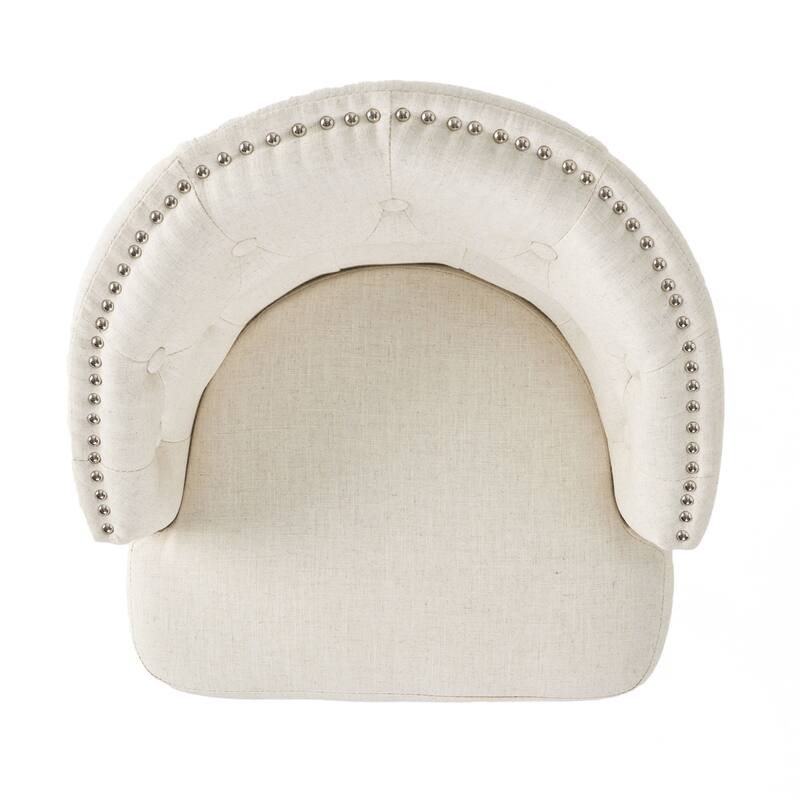 360 Degree Swivel Bar Stool with Stunning Nailhead Trim, Set of 2, Beige