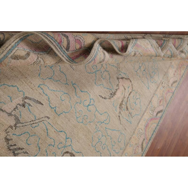 Handmade Vegetable Dye Oushak Turkish Area Rug Oriental Wool Carpet - 5'4"x 7'1"