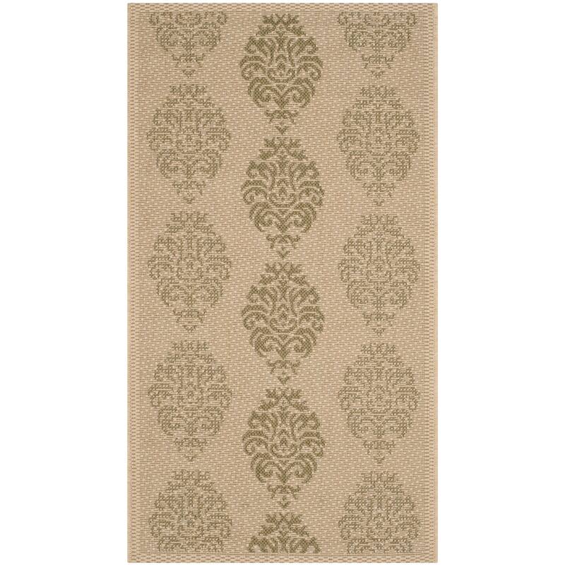 SAFAVIEH Courtyard Pauley Damask Indoor/ Outdoor Waterproof Patio Backyard Rug - 2' x 3'7" - Natural/Olive