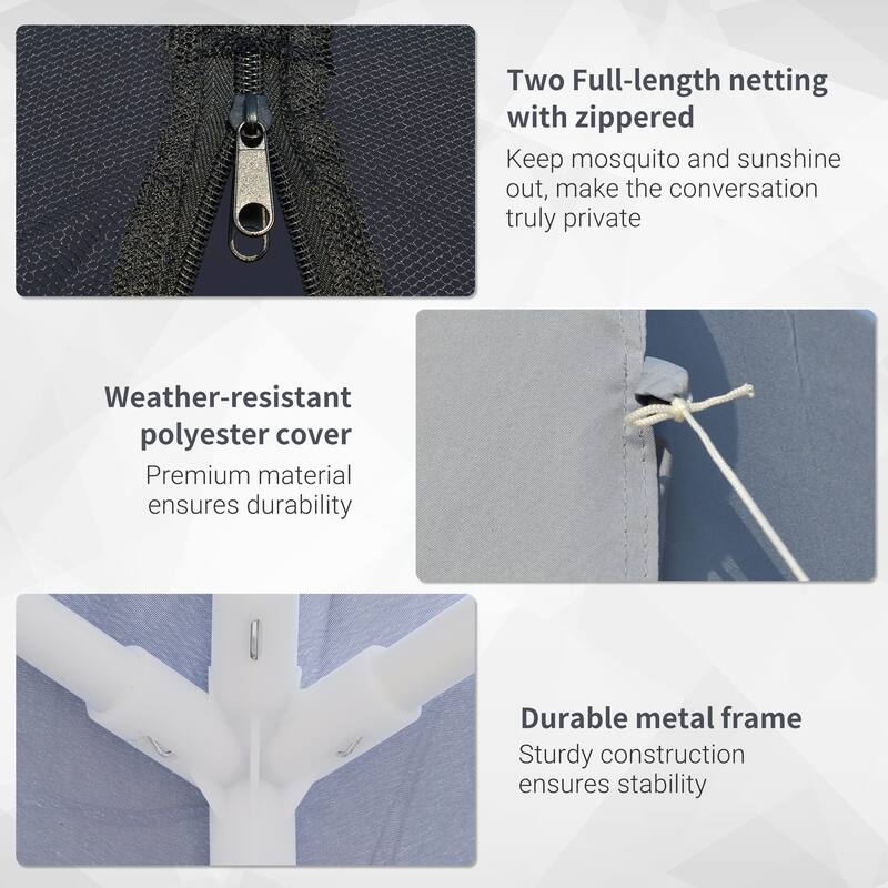 Outsunny 10' x 10' Folding Slant Leg Screened Sun Shelter Canopy Tent with Mesh Sidewalls