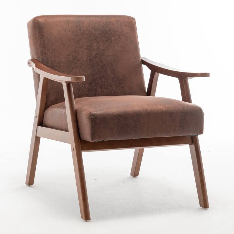 Mid-Century Modern Accent Chair with Solid Wood Frame, Set of 1