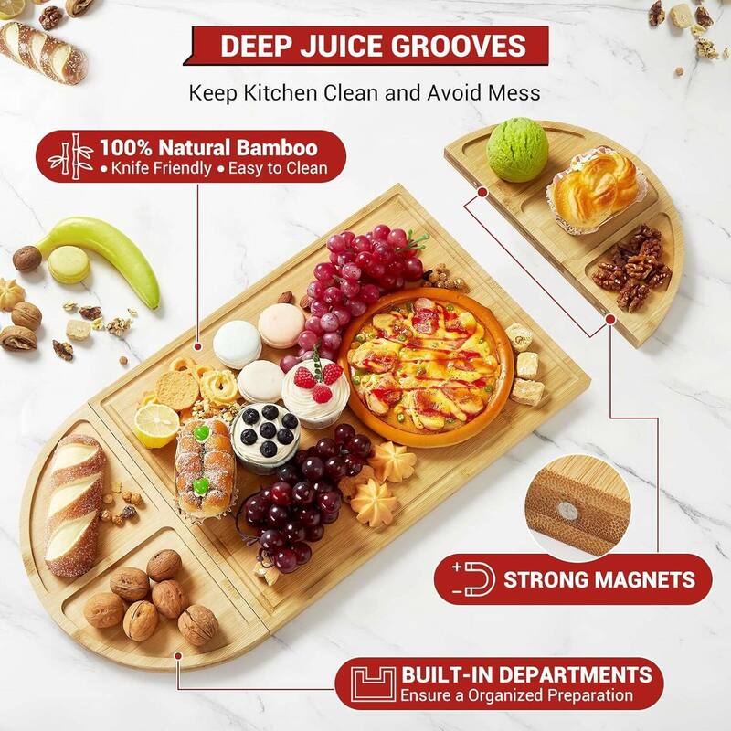 3 Pack Bamboo Charcuterie Boards Set, Large Cheese Board Set - 3pcs