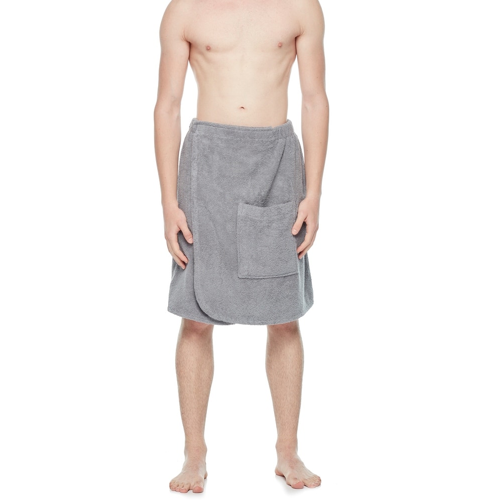 Men's Adjustable Hook and Loop Closure Turkish Terry Cotton Bath Wrap