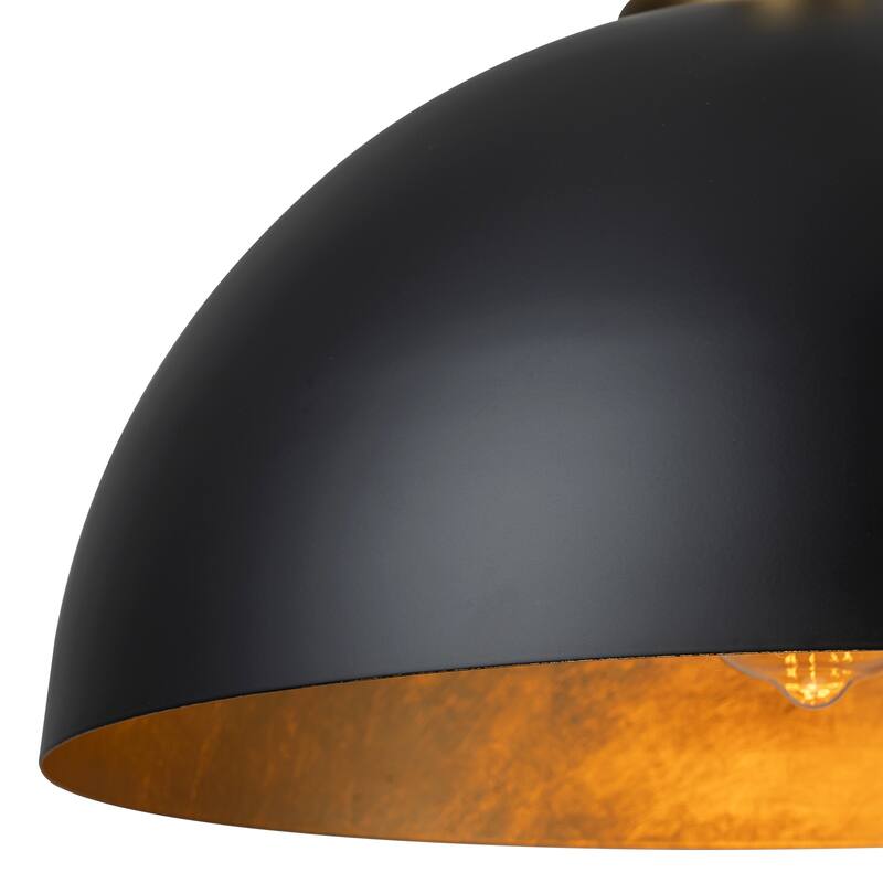 Industiral Metal Black and Gold Dome Pendant Lights Kitchen Island - W14.96"
