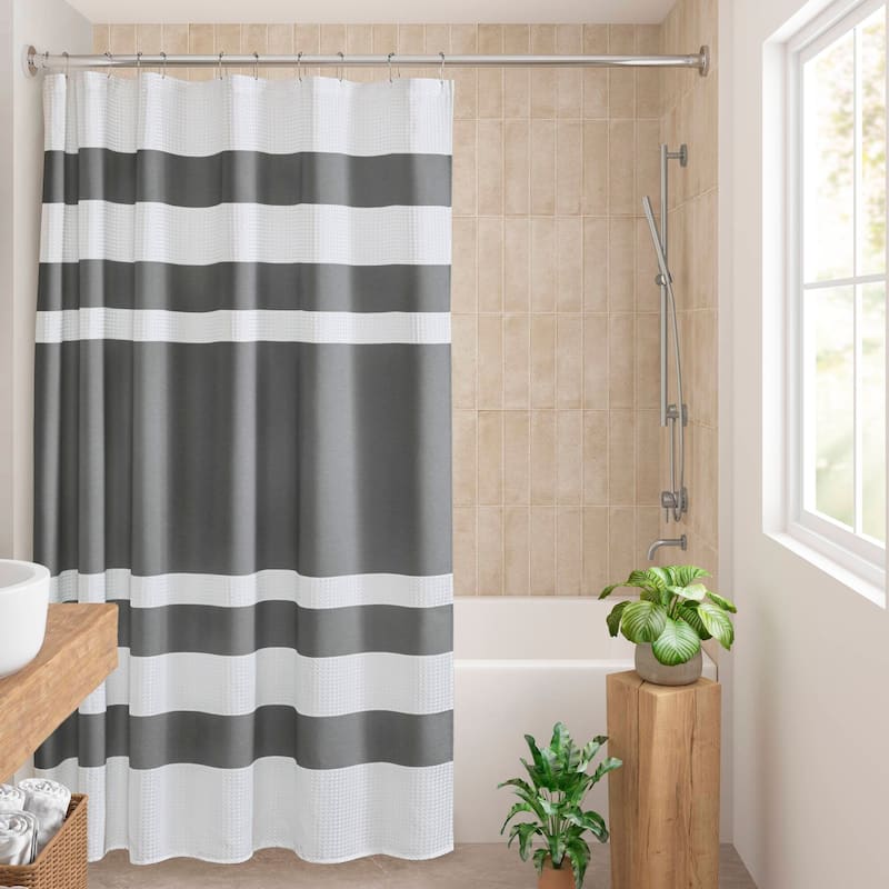 Madison Park Spa Waffle Shower Curtain with 3M Treatment - 72x72" - Charcoal